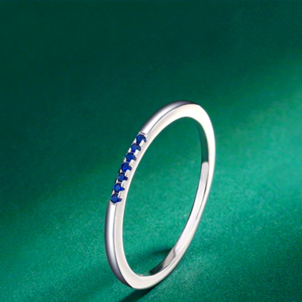 925 Sterling Silver Stacking Ring, BLUE, size 8